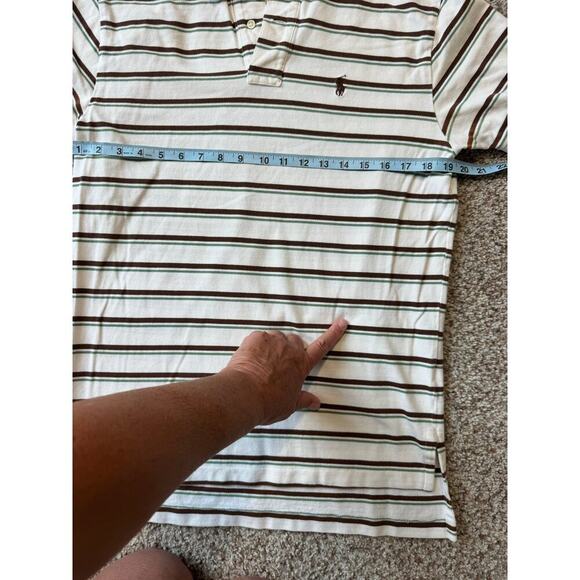 POLO by Ralph Lauren short sleeve collared shirt, size M, cream, brown & green - Picture 7 of 9
